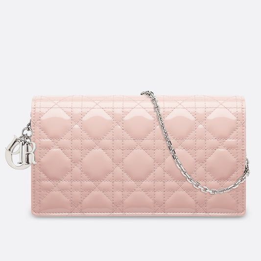D Lady D Clutch With Chain In Pink Patent