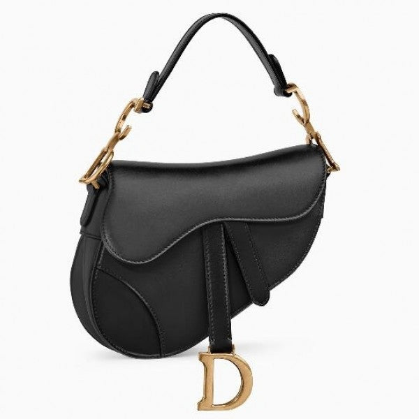 D Mini Saddle Bag Grained Calfskin