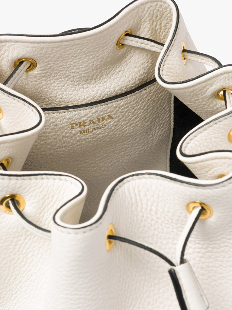 PP Leather Bucket Bag in White