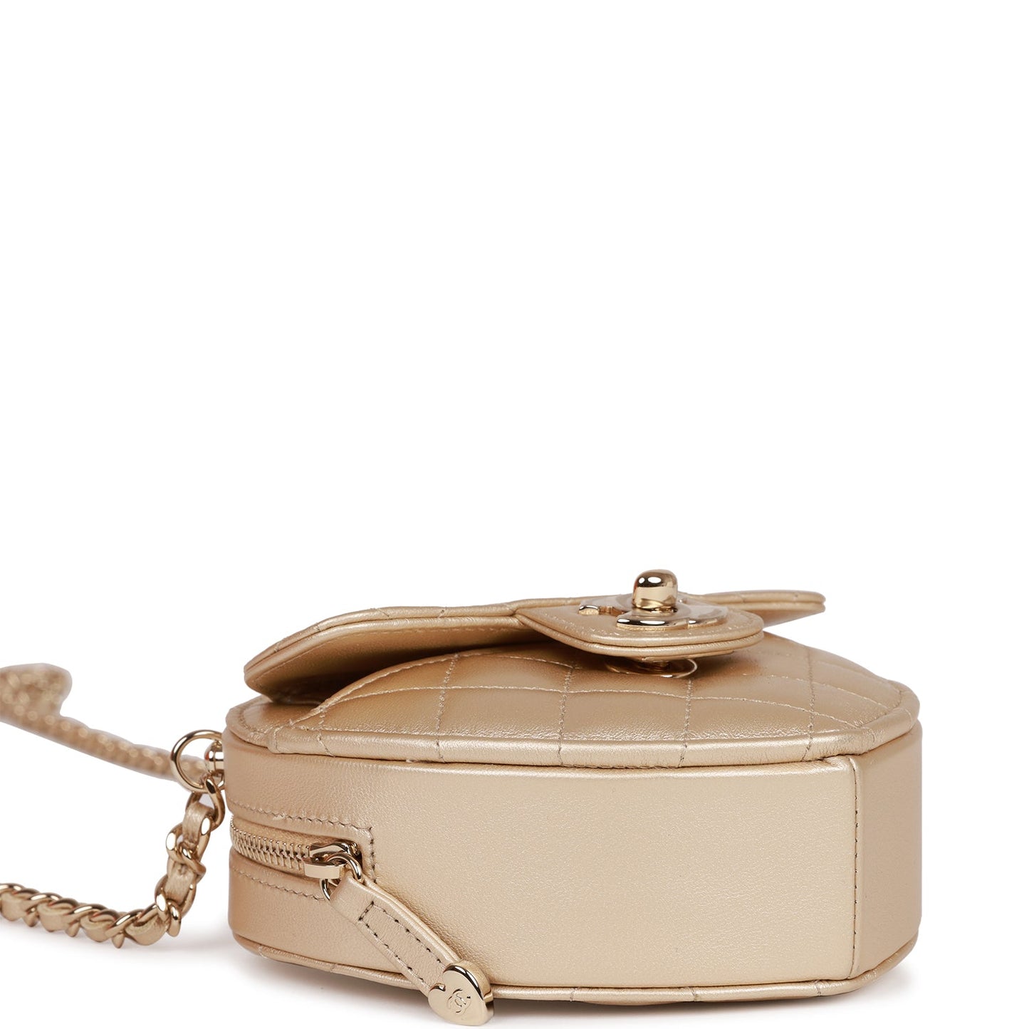 CC In Love Heart Clutch with Chain Gold Lambskin Light Gold