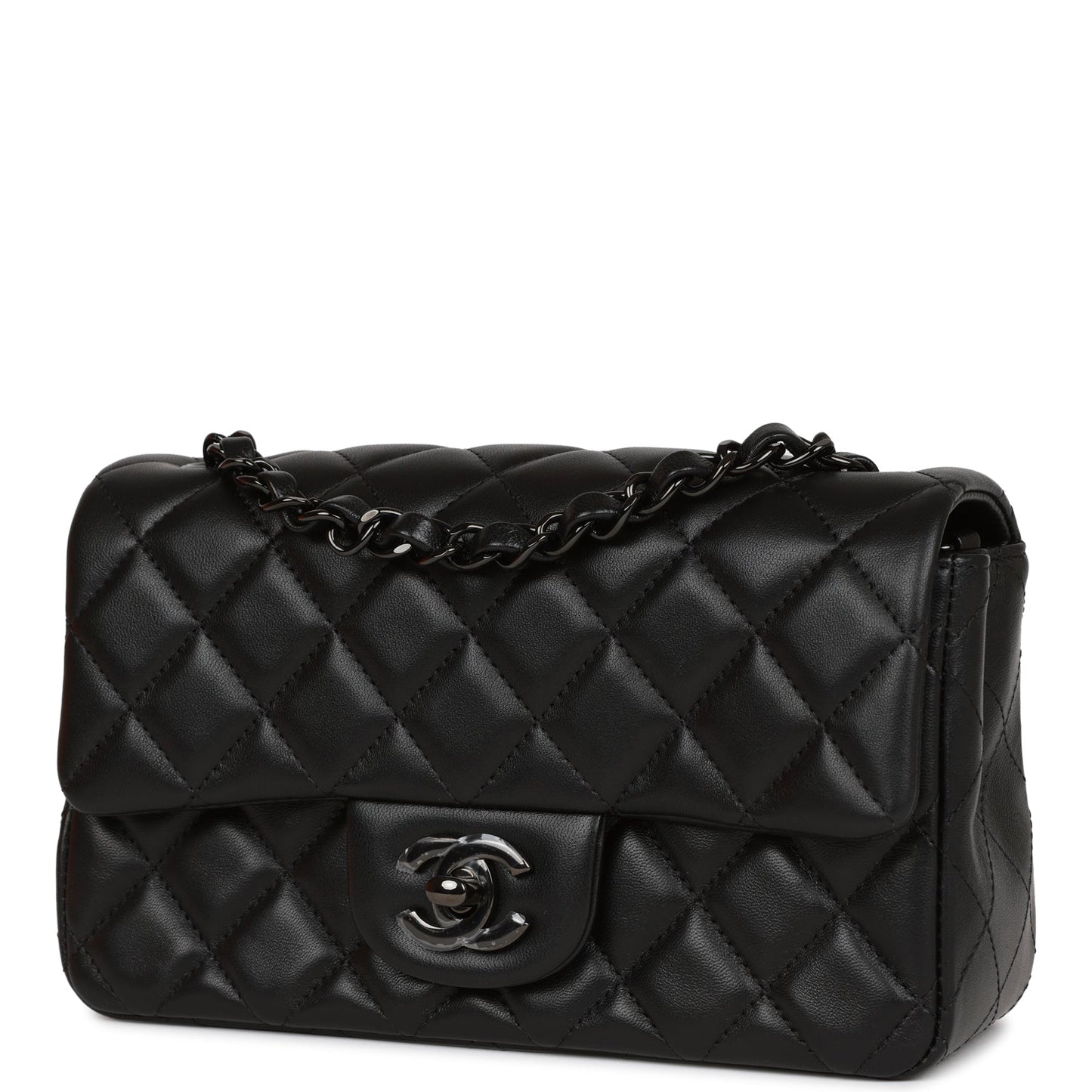 CC Mini Rectangular Flap Bag SO Black Lambskin Black Hardware for MR