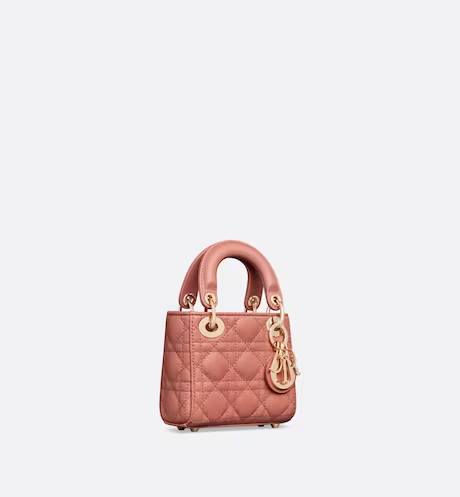 MICRO LADY D BAG Ethereal Pink Cannage Lambskin