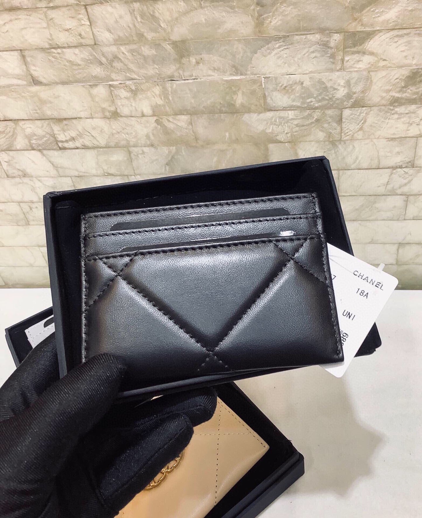 cc CO-CO 19 Card Holder Wallet 11cm/4.3in Gold Toned Hardware For Women Black