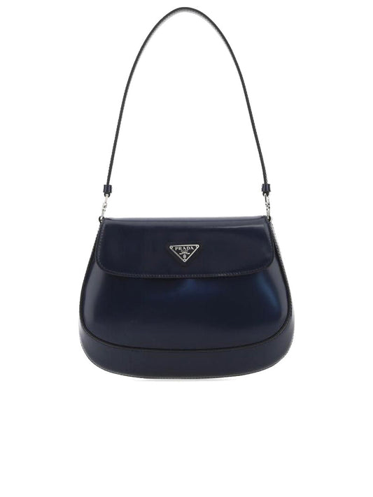 PP Cleo Brushed Leather Shoulder Bag with Flap in Baltic Blue