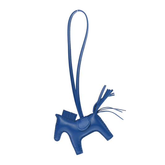 H Milo Lambskin Grigri Rodeo Horse Bag Charm PM Bleu Zanzibar