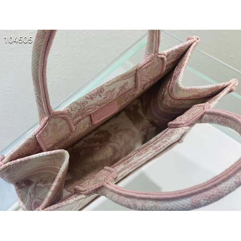 CD Unisex CD Small Book Tote Fluorescent Pink Toile De Jouy Transparent Canvas