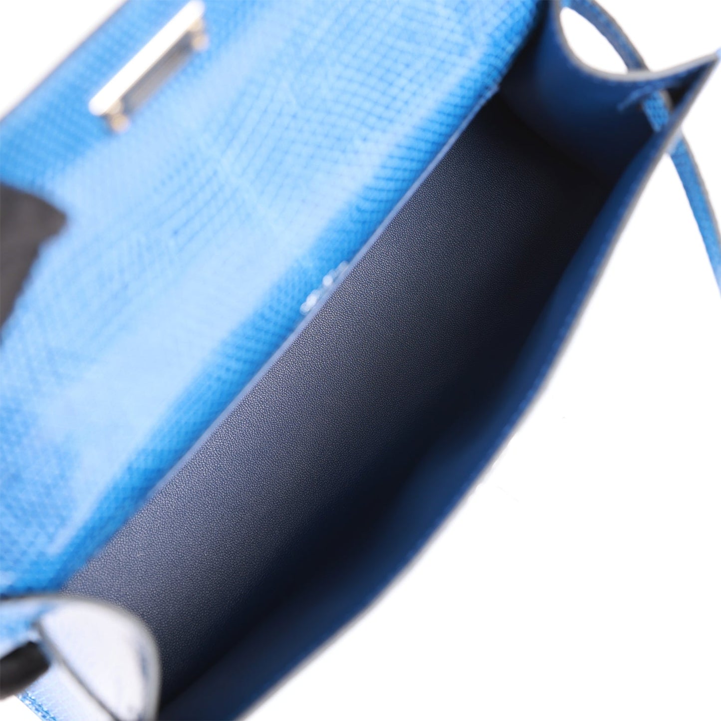 H Kelly Pochette Bleu Saphir Lizard Palladium Hardware