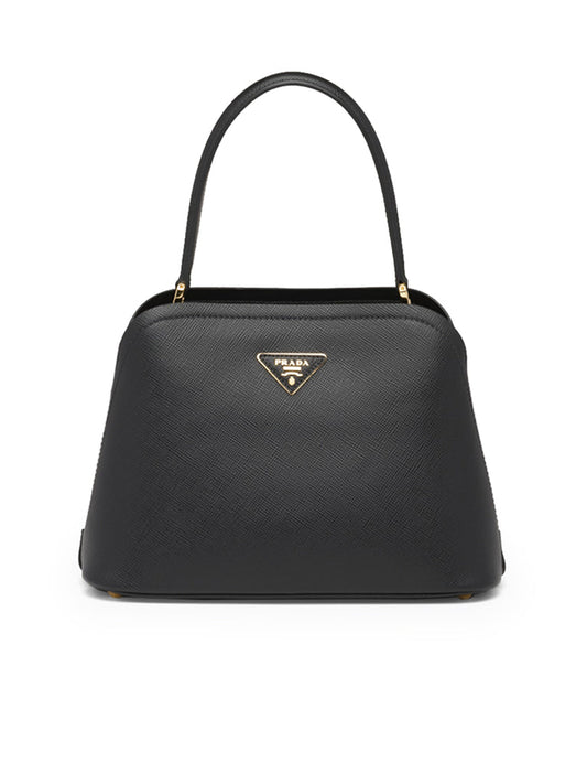 PP Medium Saffiano Leather PP Matin��e Bag in Black