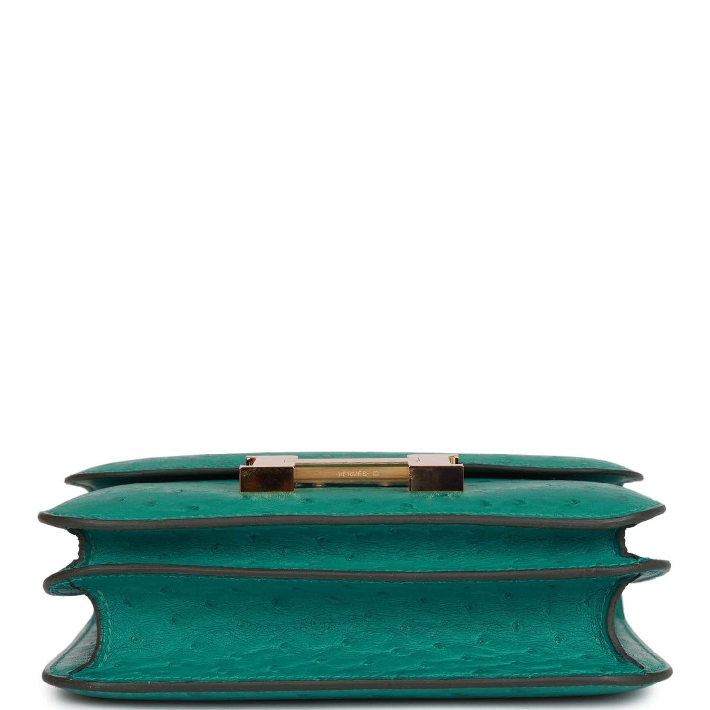 H Constance 18 Vert Verone Ostrich Gold Hardware