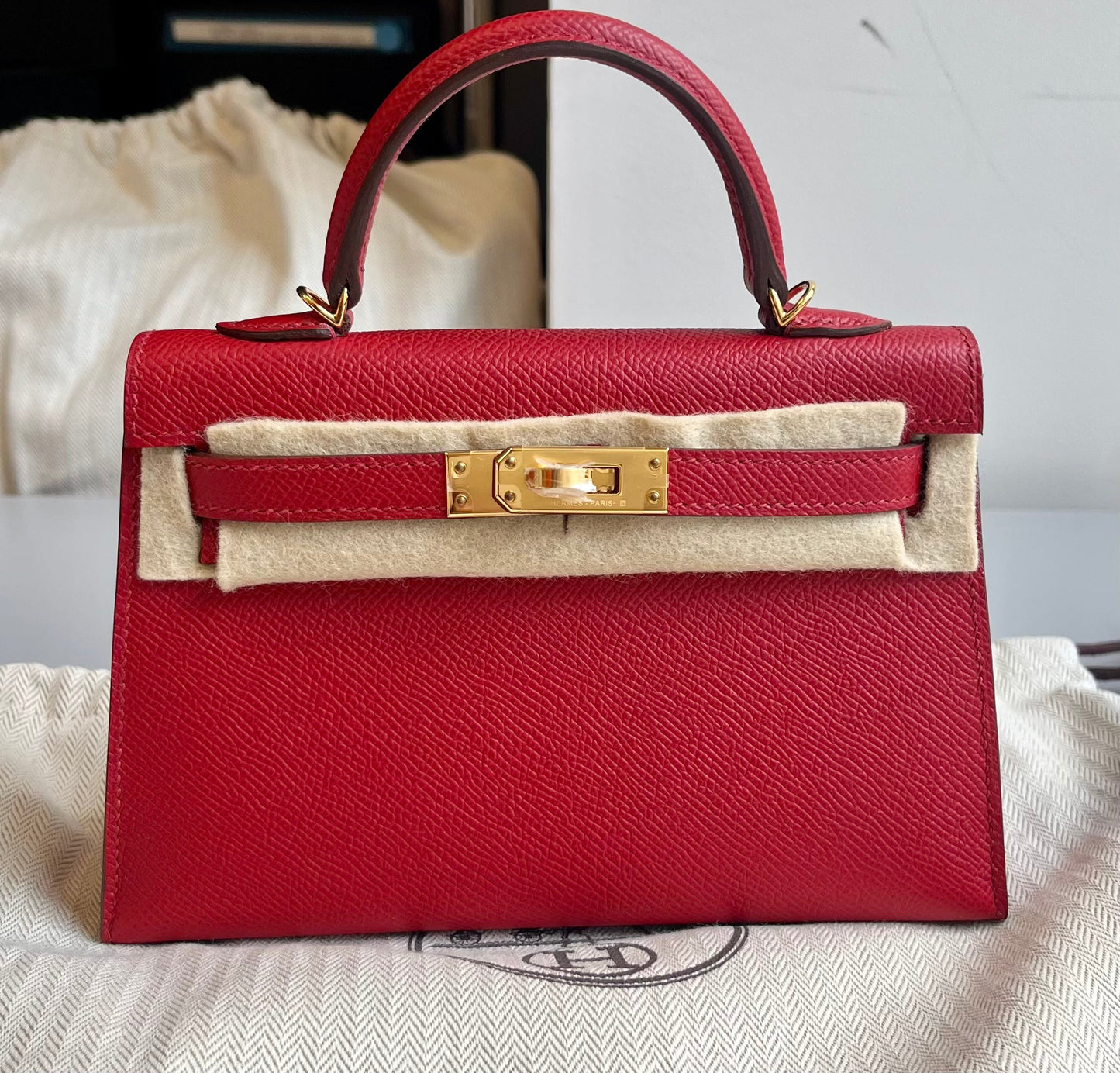 H Kelly Sellier 20 Rouge Piment Epsom Gold Hardware