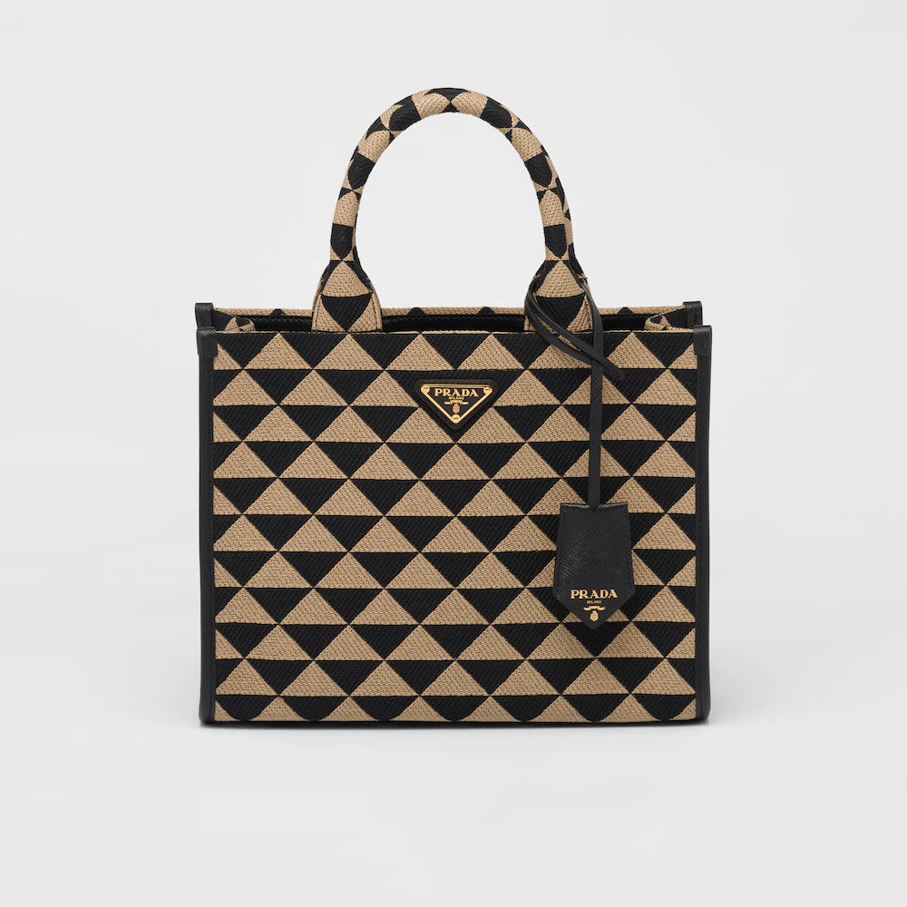 PP Small Symbole embroidered fabric handbag