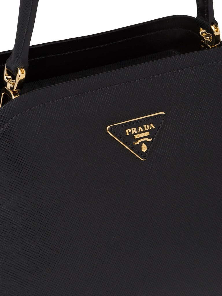 PP Medium Saffiano Leather PP Matin��e Bag in Black