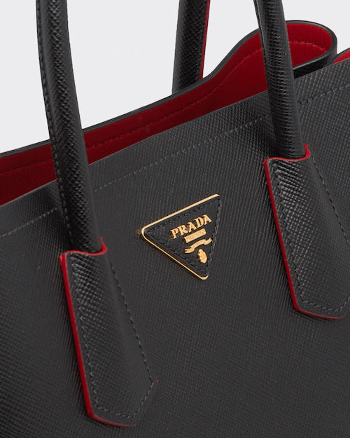 PP Small Saffiano Leather Double PP Bag in Black