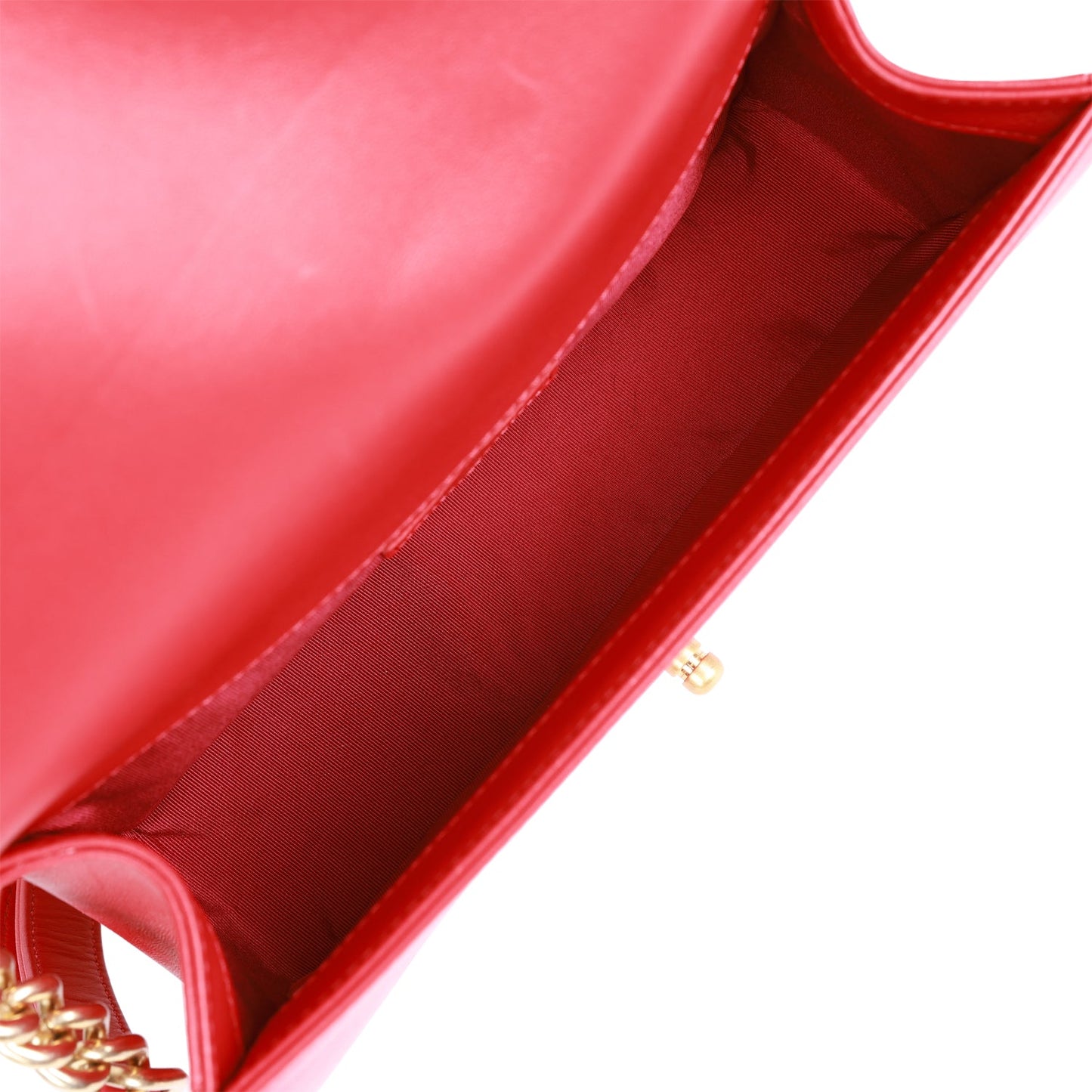 CC Medium Boy Bag Red Lambskin Antique Gold Hardware