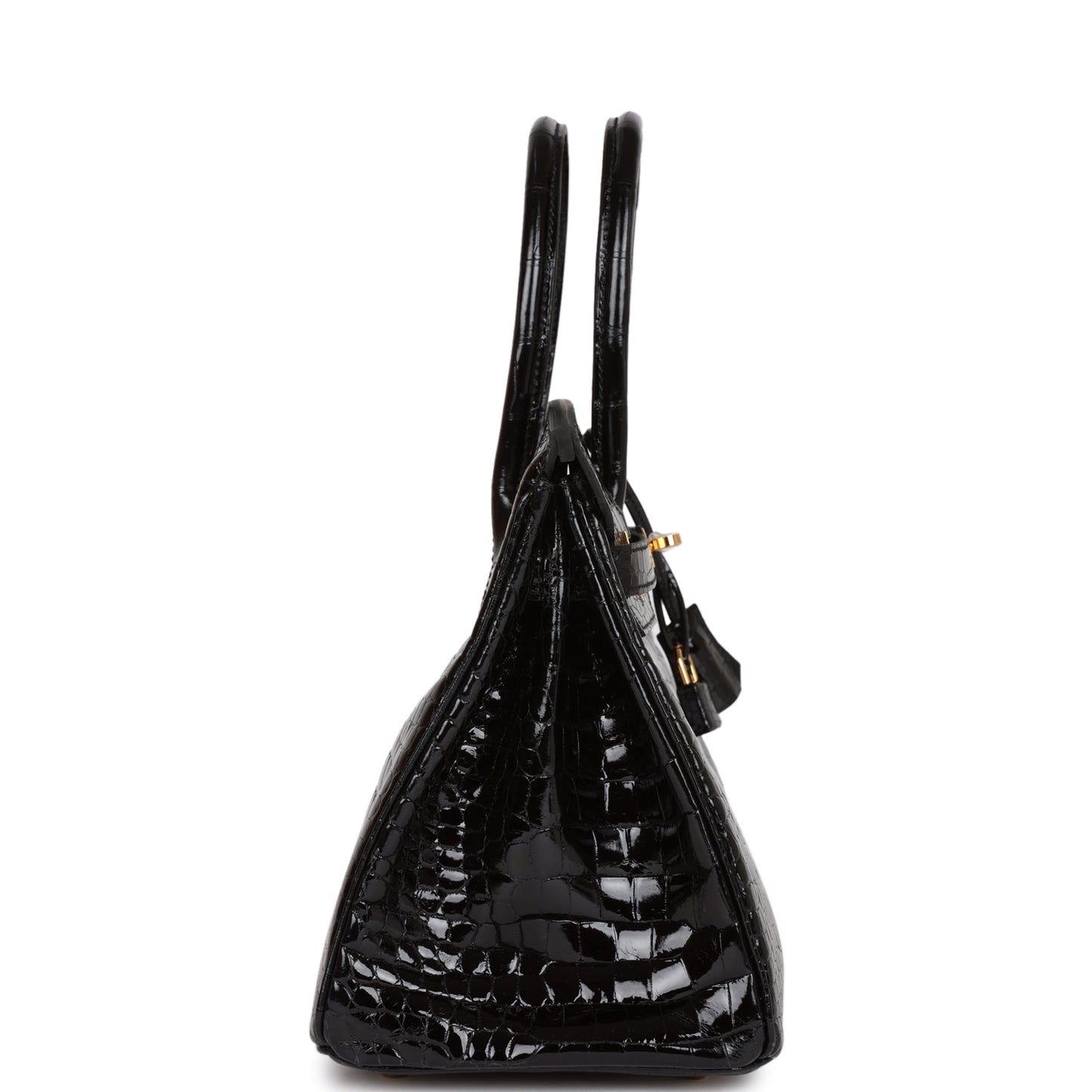 H Birkin 30 Black Shiny Niloticus Crocodile Gold Hardware