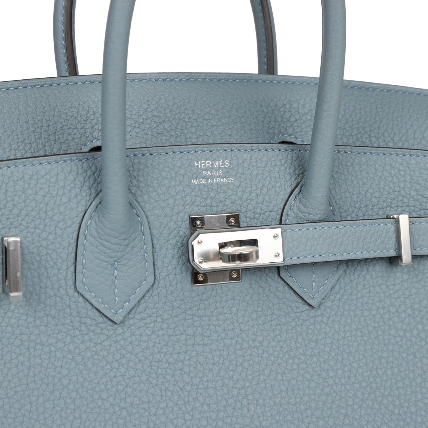 H Birkin 25 Bleu Lin Verso Togo Palladium Hardware