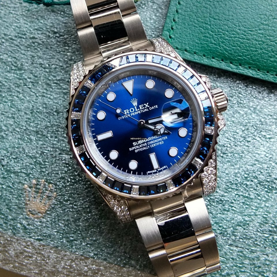 Rlx Submariner Date 116659 SABR 18K White Gold Diamonds Sapphires UNWORN