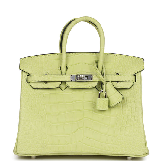 H Birkin 25 Jaune Bourgeon Matte Alligator Palladium Hardware