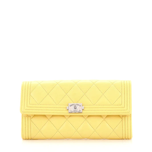 CC Boy Flap Wallet Quilted Lambskin Long