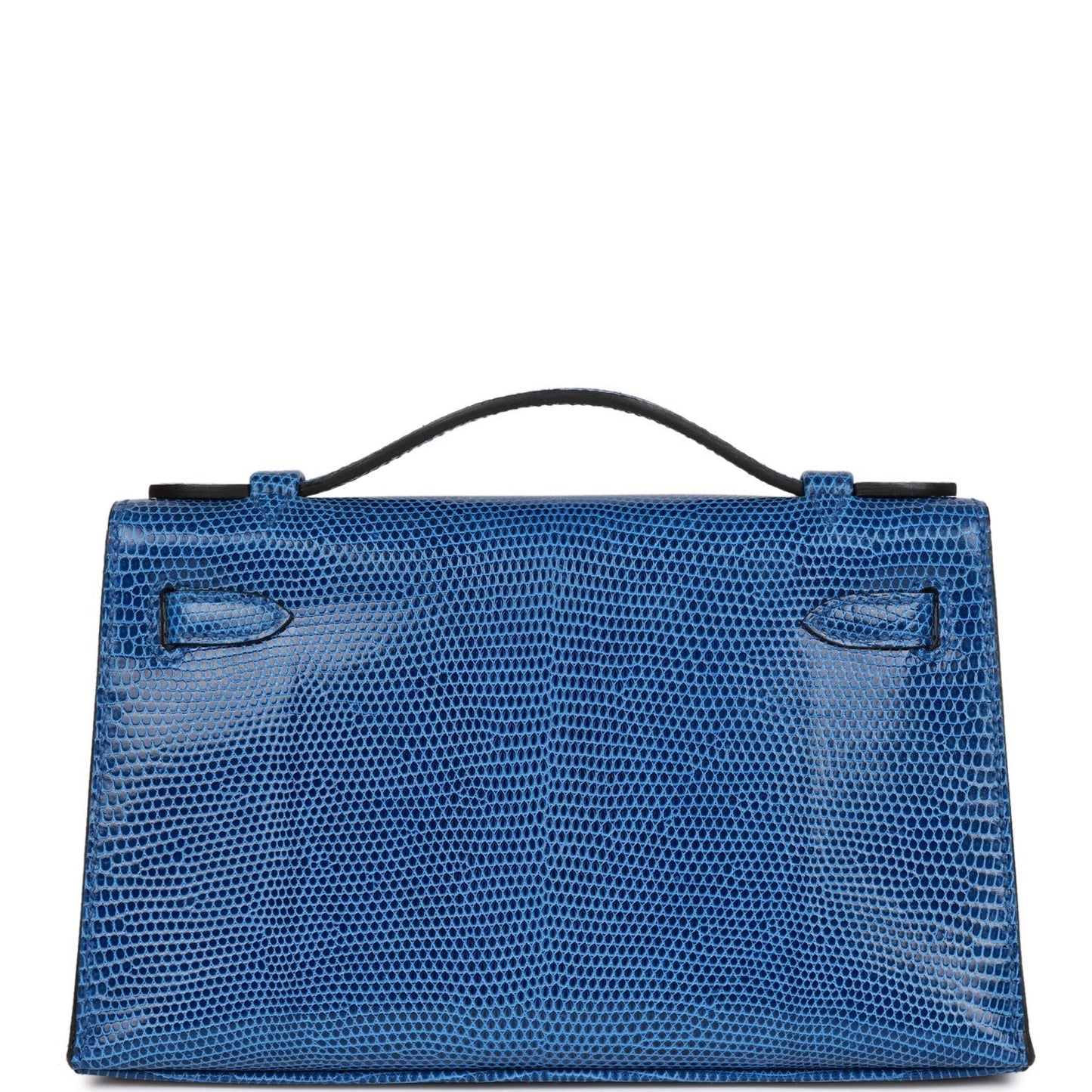 H Kelly Pochette Bleu Saphir Lizard Palladium Hardware