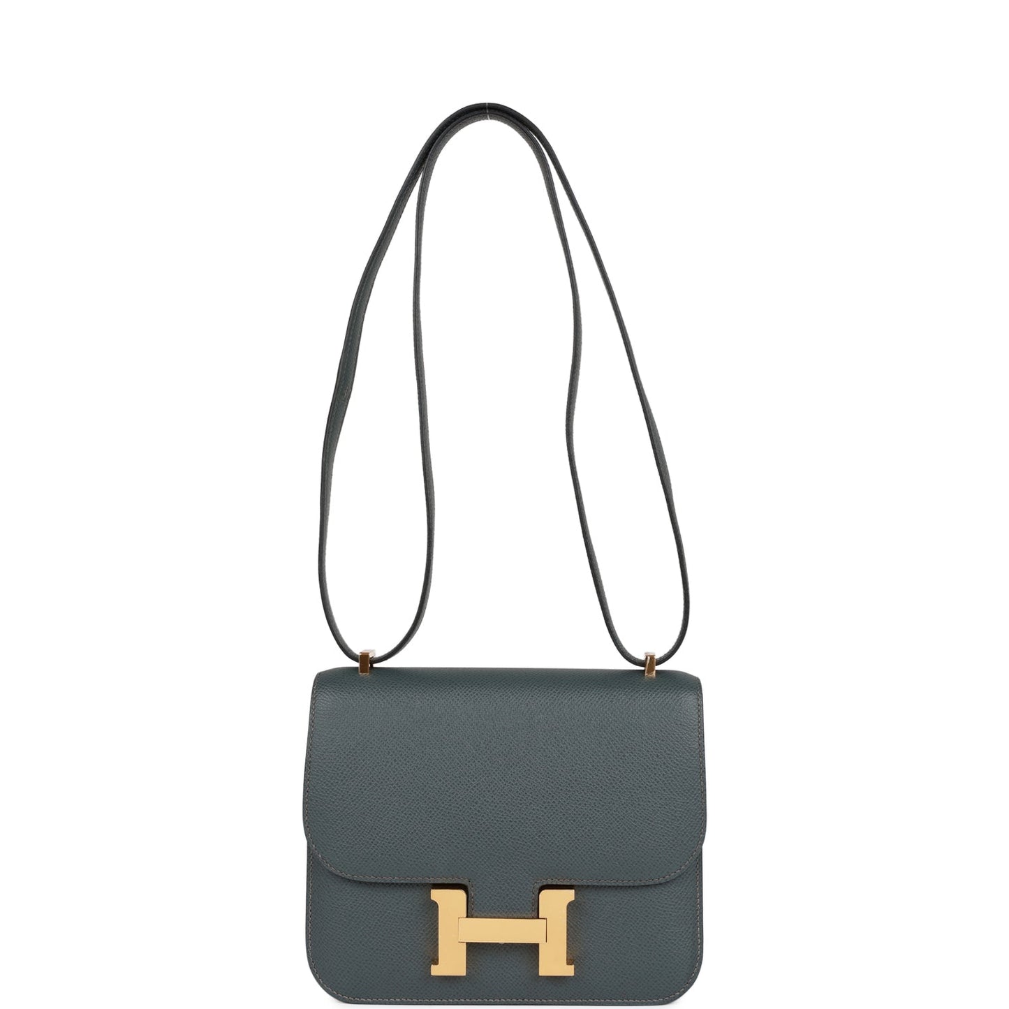 H Constance 18 Bleu Orage Epsom Gold Hardware