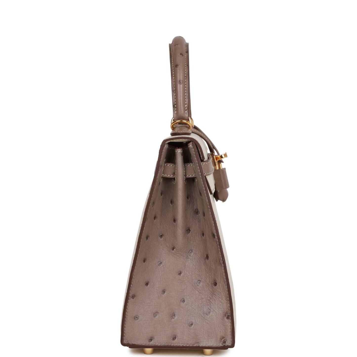 H Special Order (HSS) Kelly Sellier 25 Beton and Gris Asphalte Ostrich Gold Hardware