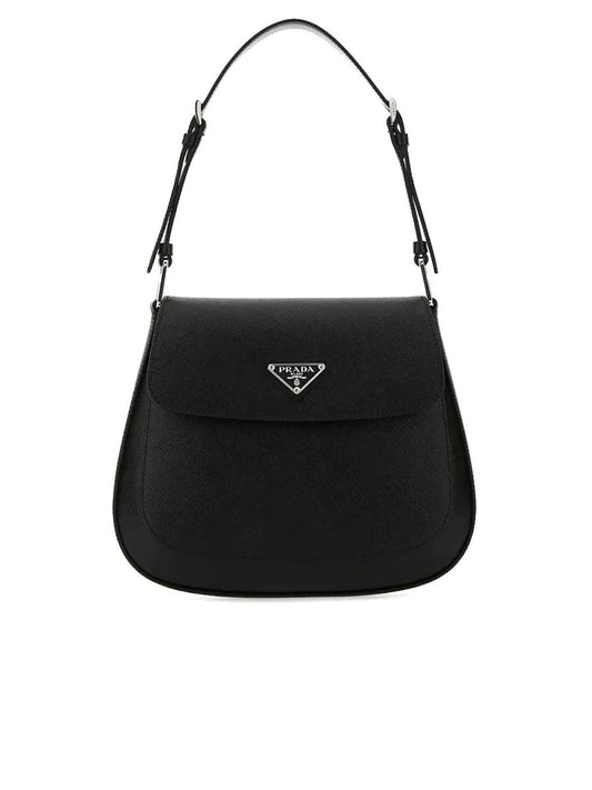PP Cleo Saffiano Leather Small Shoulder Bag in Black