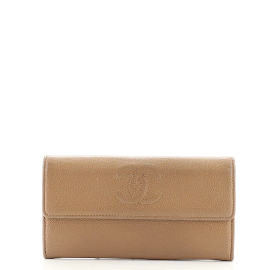 CC Timeless CC Flap Wallet Caviar Long