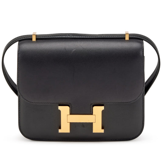 H Constance Bag 18 Black Epsom Gold Hardware