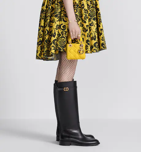 MICRO LADY D BAG Yellow Cannage Lambskin