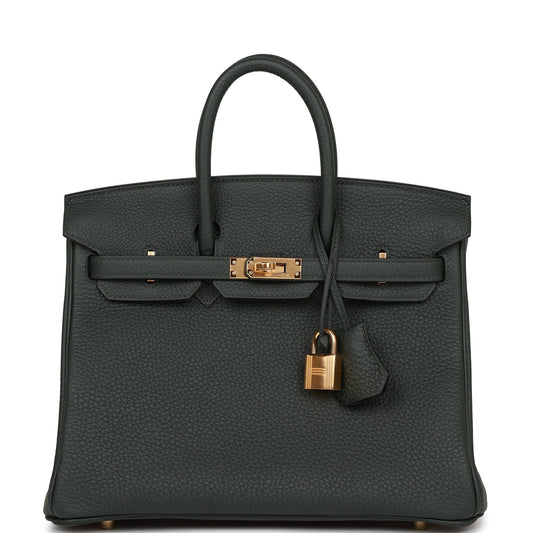 H Birkin 25 Vert Fonce Togo Gold Hardware