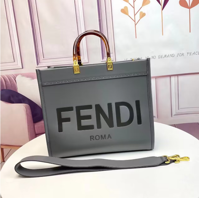 Fd Women Sunshine Medium Leather Shopper-Grey
