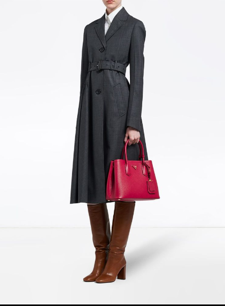 PP Small Saffiano Leather Double PP Bag in Black