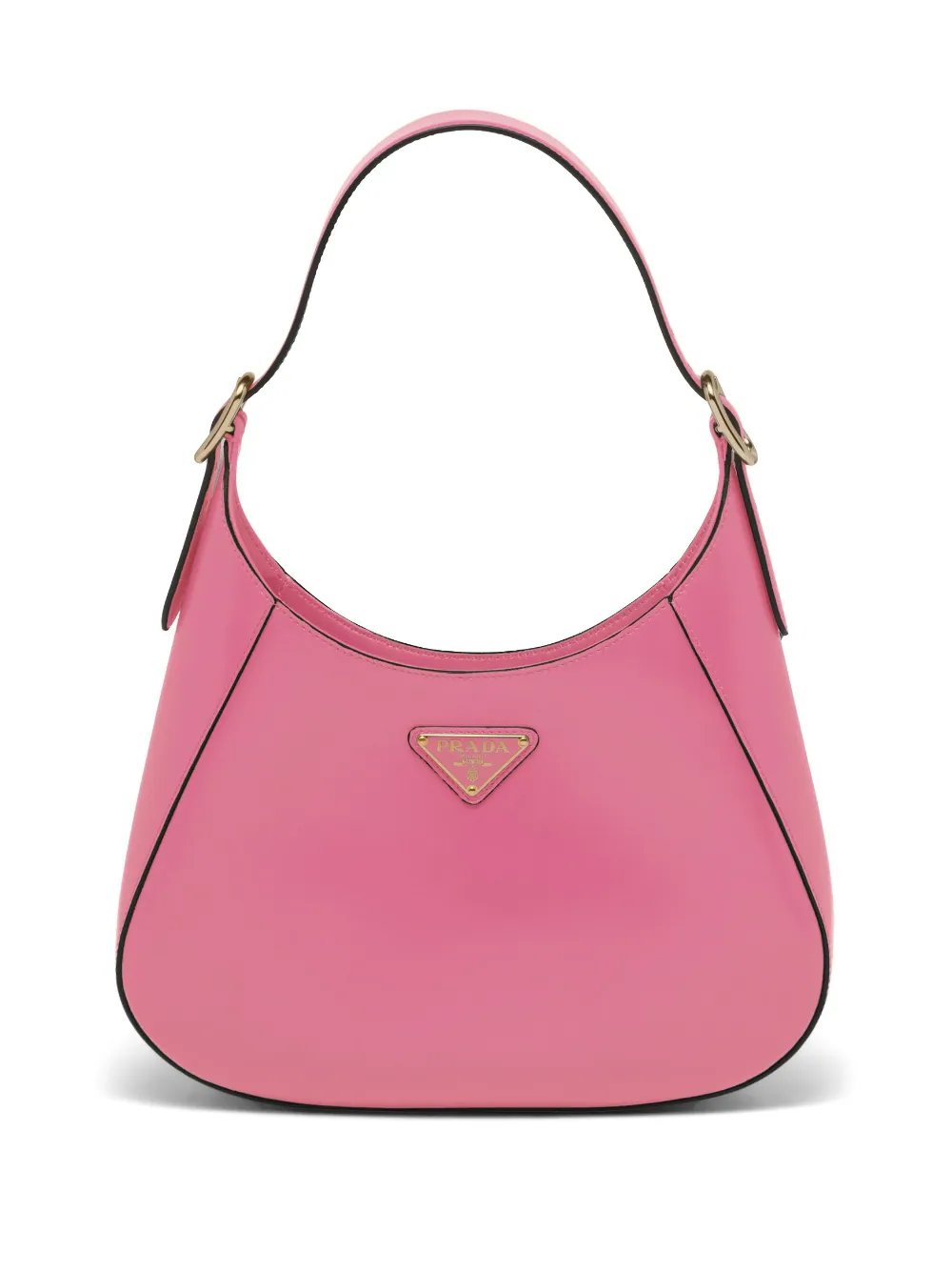 PP leather shoulder bag with topstitching - Military Green/Black/White/Pink