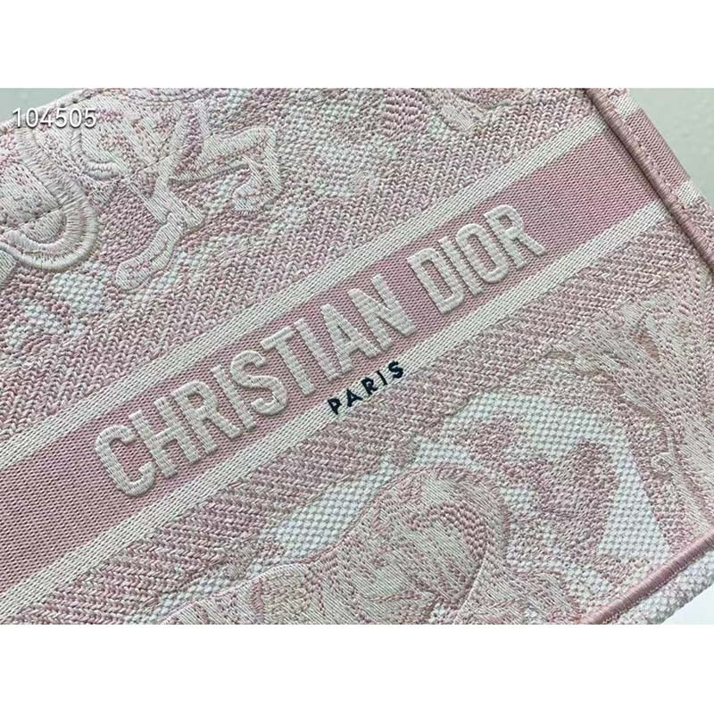 CD Unisex CD Small Book Tote Fluorescent Pink Toile De Jouy Transparent Canvas