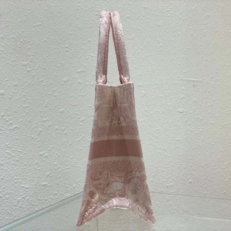 CD Unisex CD Small Book Tote Fluorescent Pink Toile De Jouy Transparent Canvas