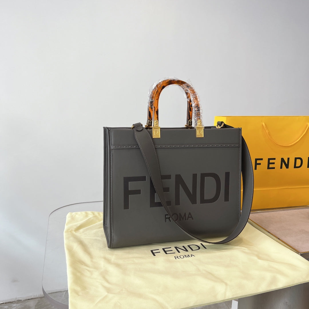 Fd Women Sunshine Medium Leather Shopper-Grey