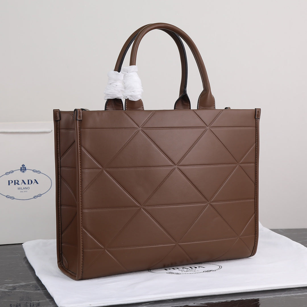 PP big size leather Symbole bag with topstitching