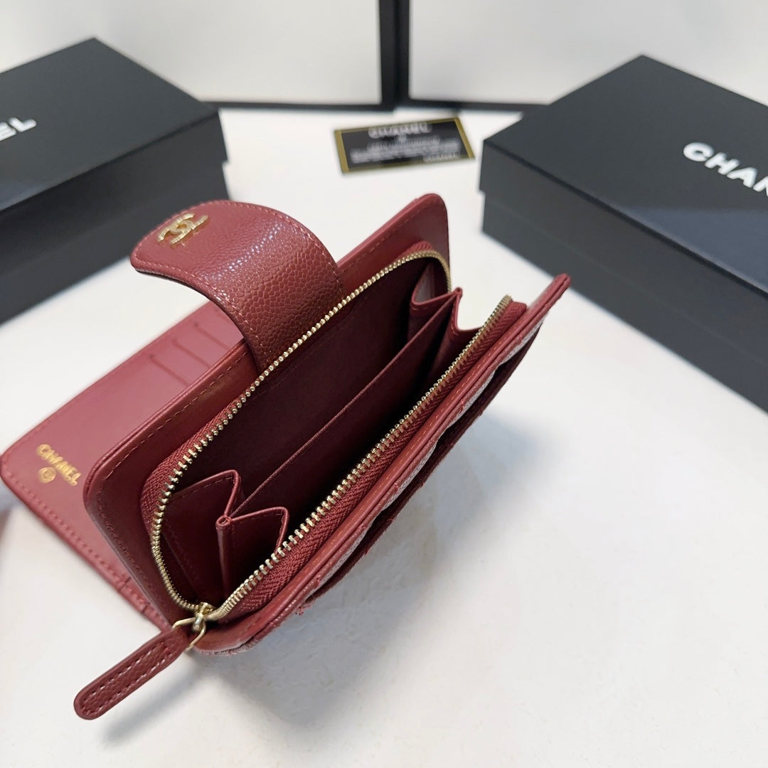 Cc new arrival caviar leather wallet size: 15*10 cm