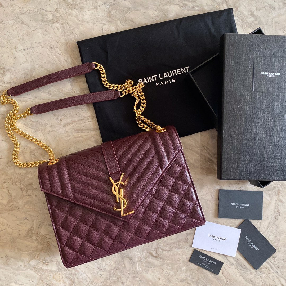 Y Envelope Medium Bag In Mix Matelasse Grain De Poudre Embossed Leather