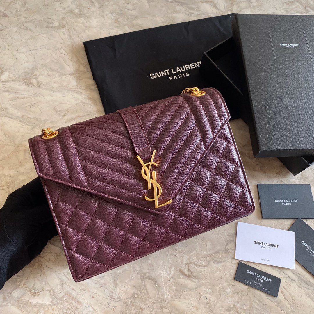Y Envelope Medium Bag In Mix Matelasse Grain De Poudre Embossed Leather