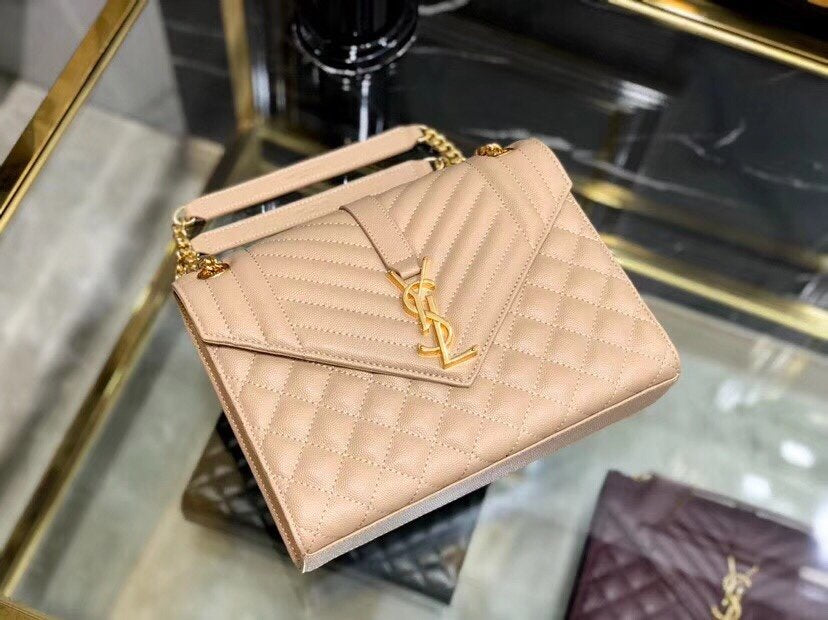 Y ENVELOPE MEDIUM BAG IN MIX MATELASS�� GRAIN DE POUDRE EMBOSSED LEATHER