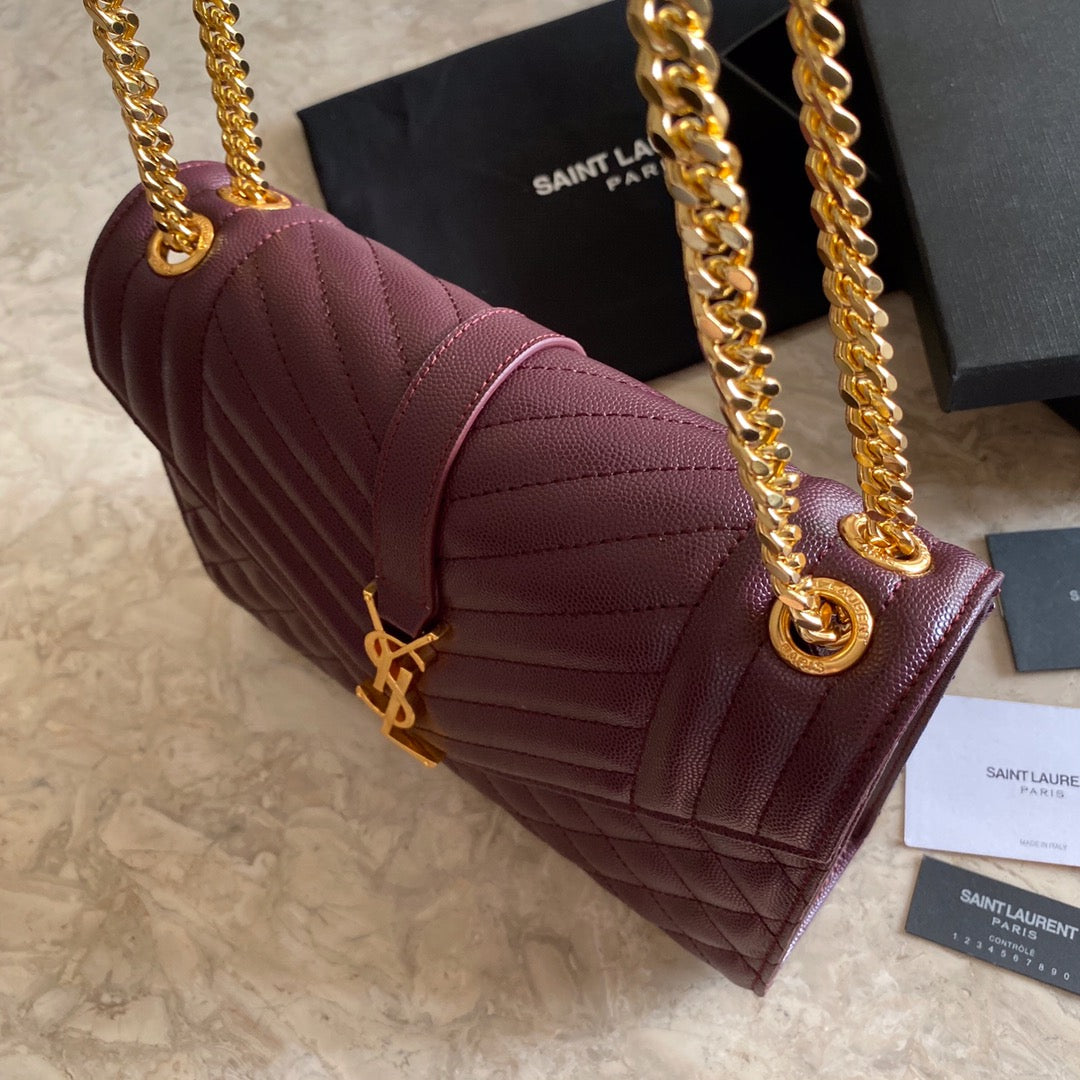 Y Envelope Medium Bag In Mix Matelasse Grain De Poudre Embossed Leather