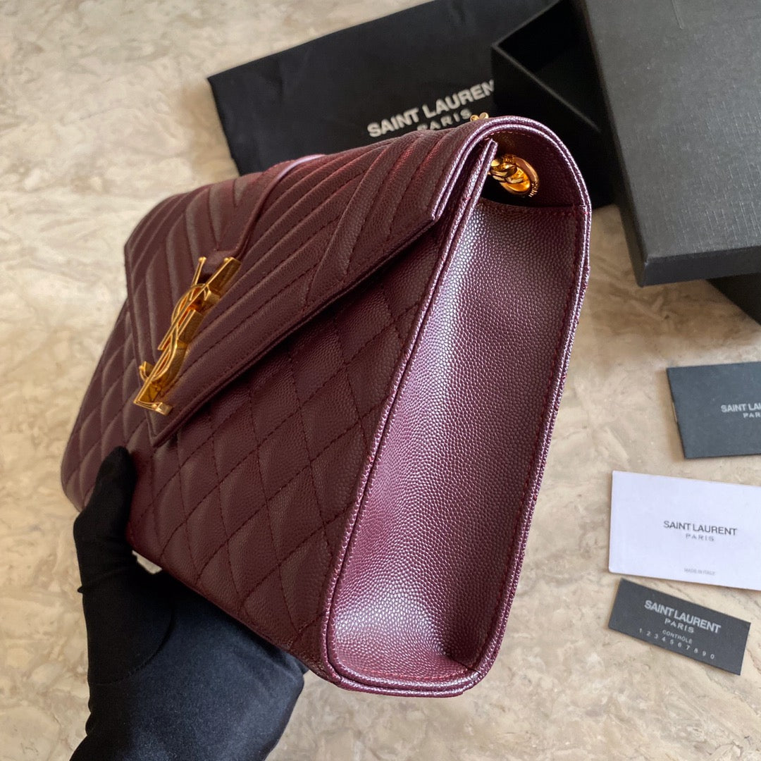 Y Envelope Medium Bag In Mix Matelasse Grain De Poudre Embossed Leather