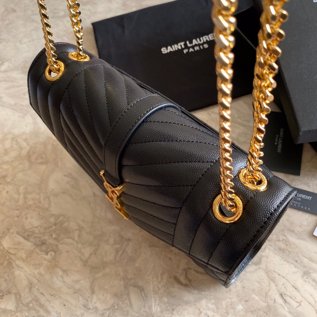 Y Envelope Medium Bag In Mix Matelasse Grain De Poudre Embossed Leather