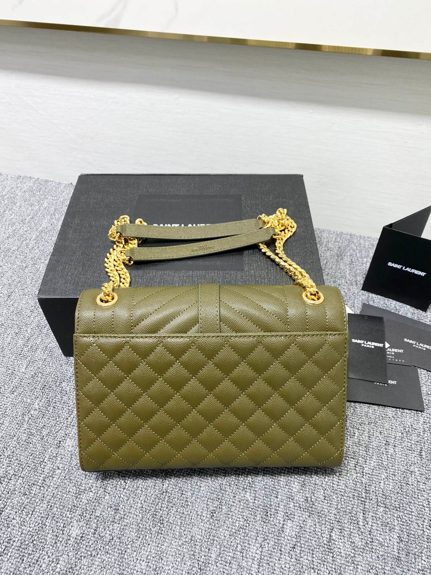 Y Envelope Medium Bag In Mix Matelasse Grain De Poudre Embossed Leather