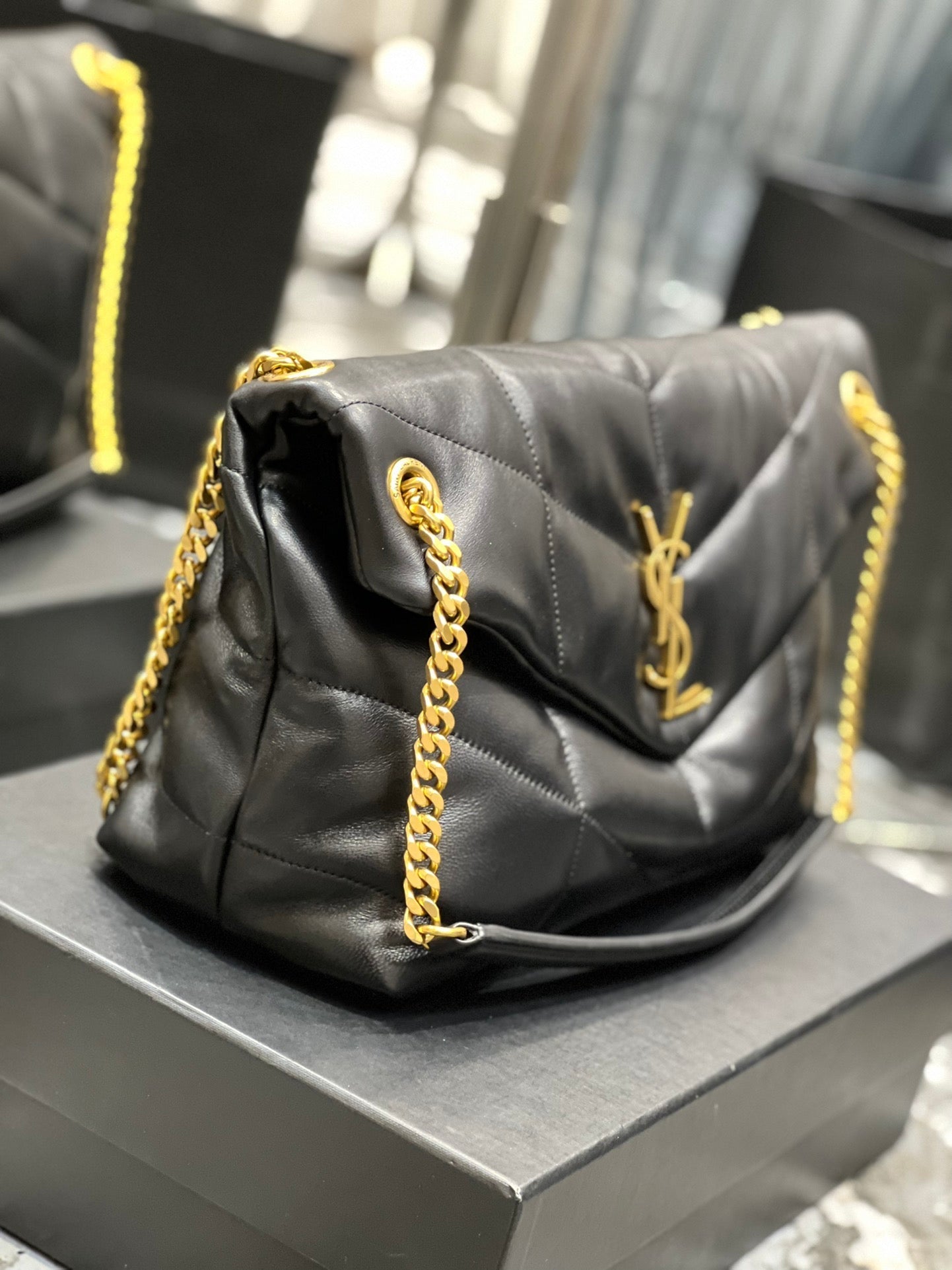 Y PUFFER MEDIUM BAG IN QUILTED LAMBSKIN