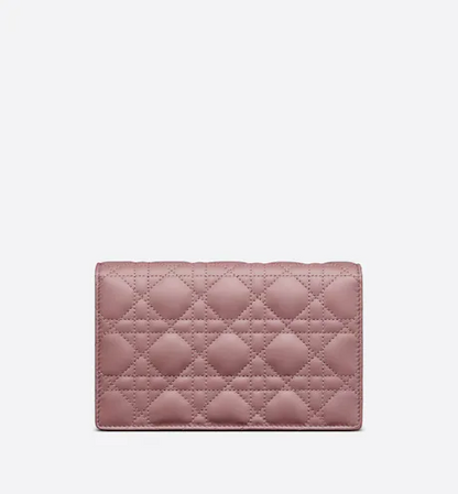 LADY D CHAIN POUCH Peony Pink Cannage Lambskin
