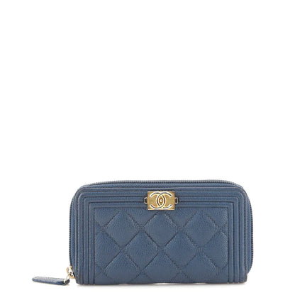 CC Boy Zip Around Wallet Quilted Caviar Small