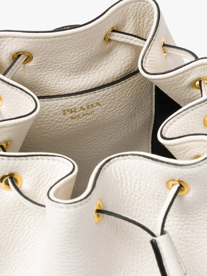 PP Leather Bucket Bag in White